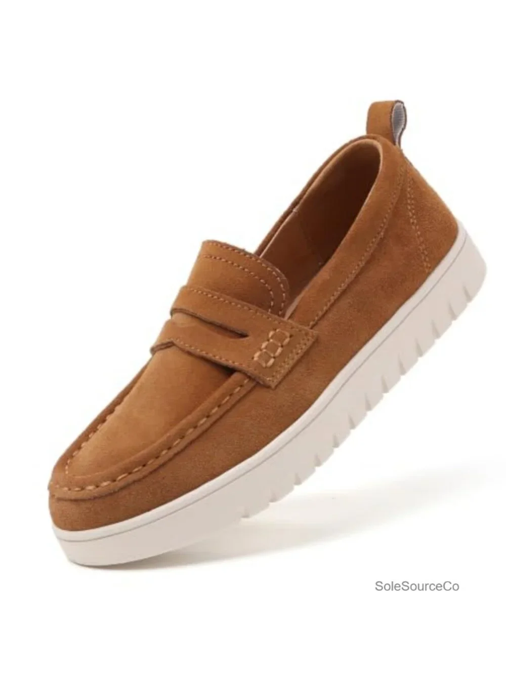 Suede Leather Loafers for Women Memory Foam Slip On Work Shoes